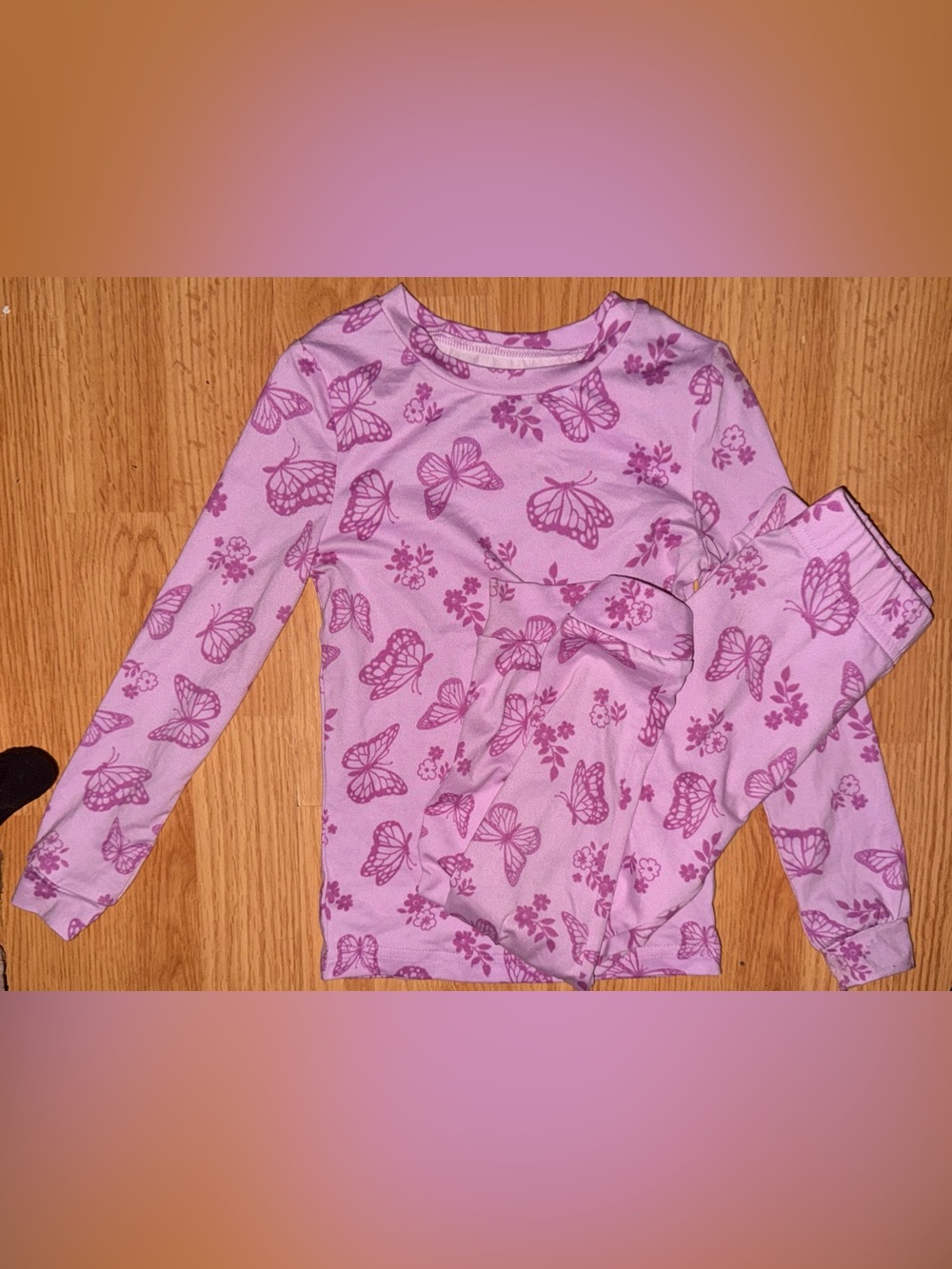 Cuddl Duds Girls Purple Butterfly Floral 2-Piece Pajama Set 🦋💜